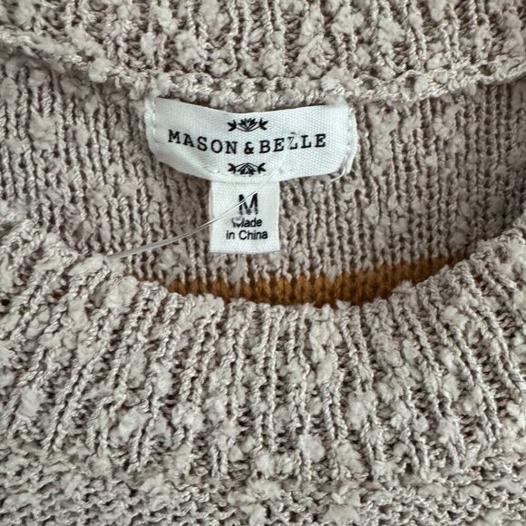Mason & Belle Women Knit Striped Textured Long Sleeve Sweater Size M - Picture 3 of 7